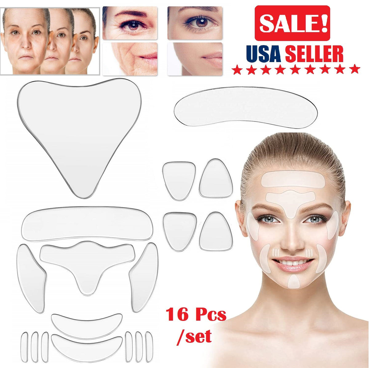 Reusable Anti-Wrinkle Facial Silicone Pads Set - Skin Care & Anti-Aging