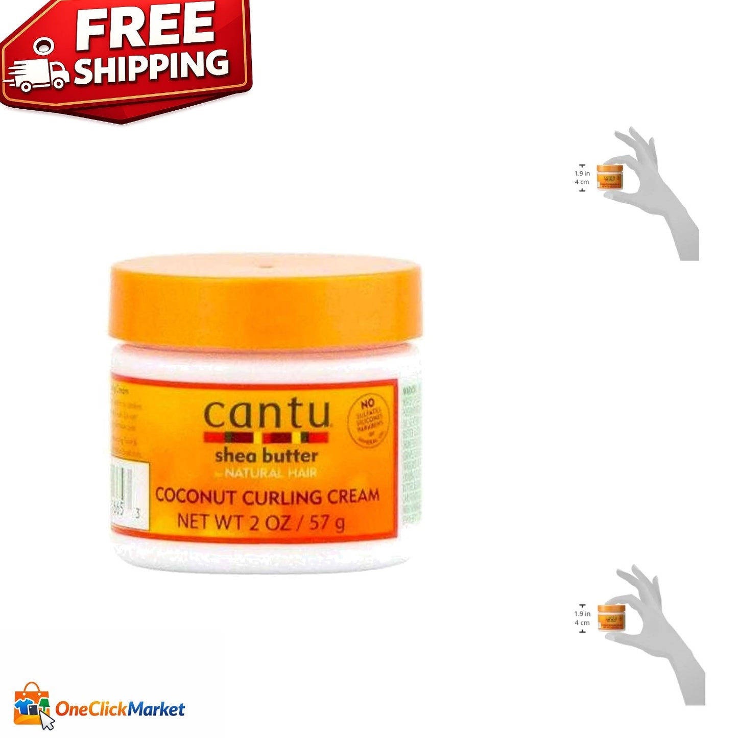Natural Shea Butter Coconut Curl Cream - 2 Oz Hydrating & Defining Hair Treatment