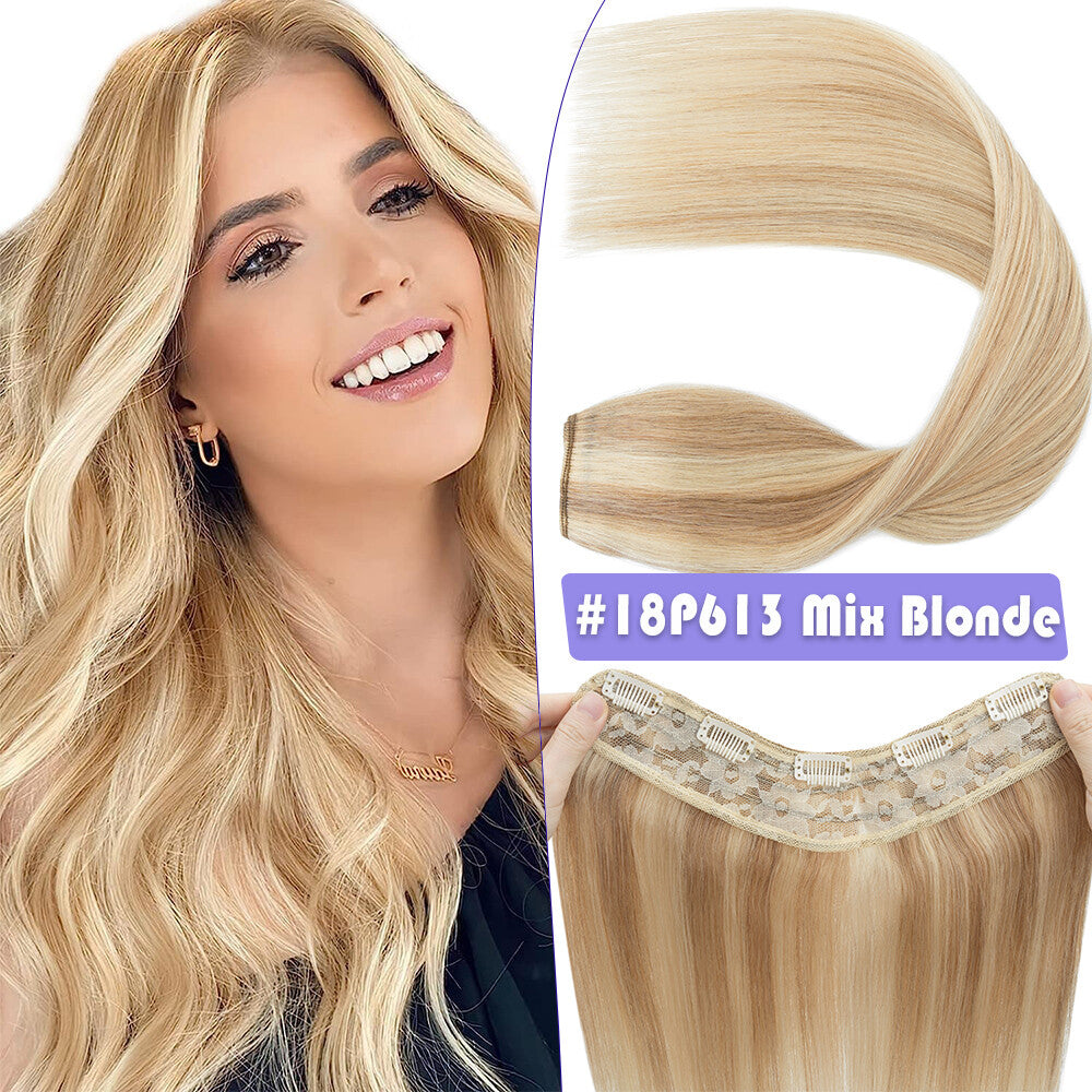 Remy Human Hair Extensions Clip-In One Piece Full Head Weft - Multiple Colors & Lengths