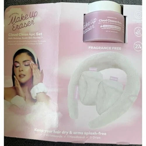 Make Up Eraser Cloud Cleanse Makeup Remover 4-Piece Set - Waterproof & Sensitive Skin Friendly