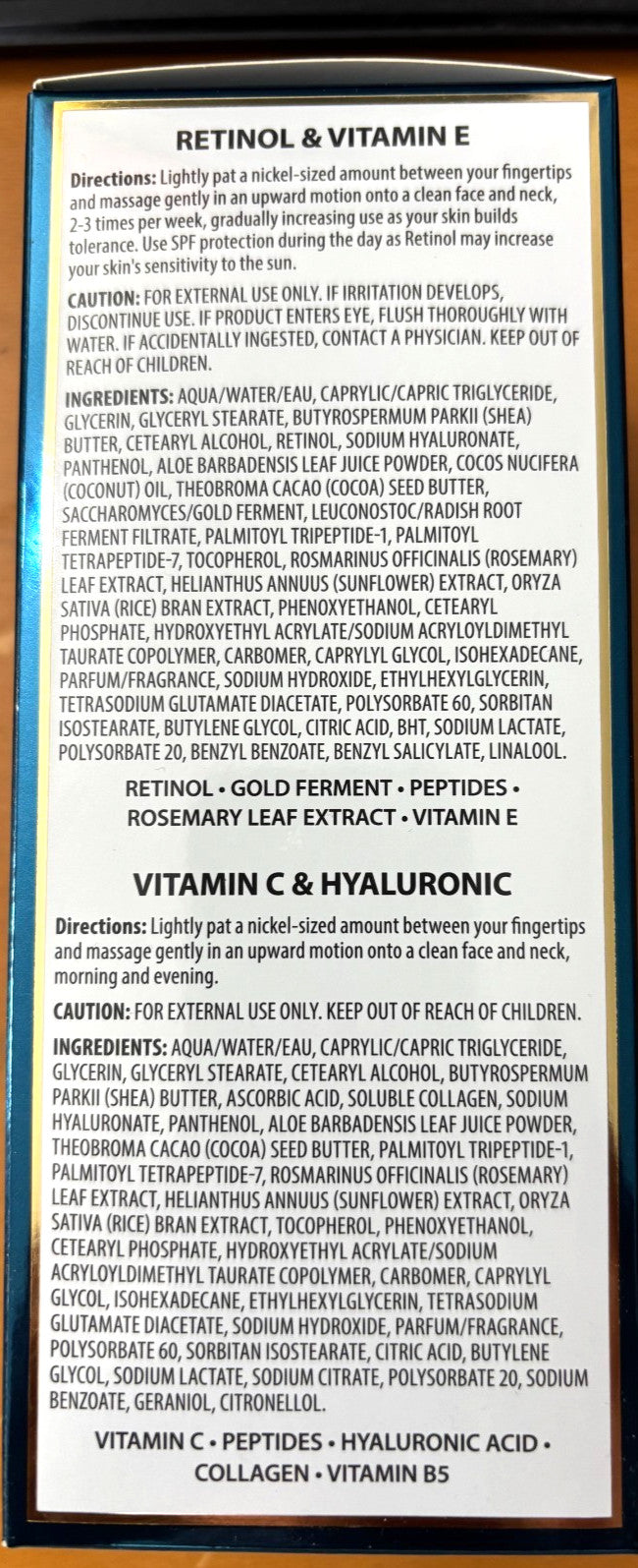 Retinol Vitamin C Hyaluronic Acid Day & Night Cream Duo Set - 1 Fl Oz Each
