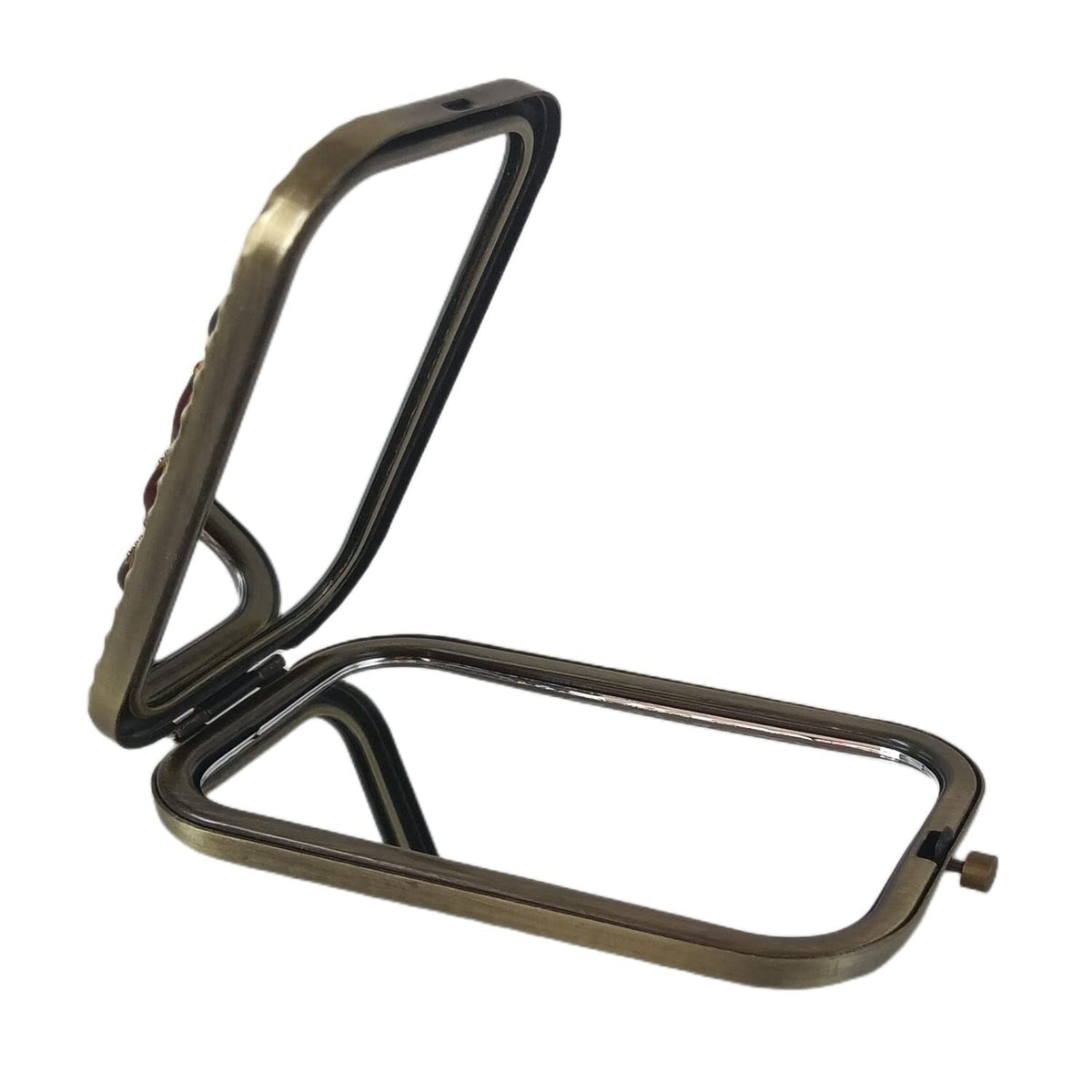 Vintage Bronze Peacock Foldable Travel Makeup Mirror – Compact Handheld with 1X/2X Magnification