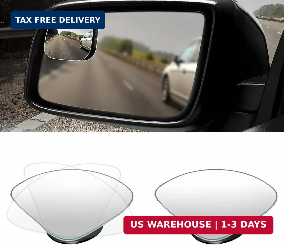 Car Blind Spot Mirror 2 Pack - 360° Rotating Wide-Angle Convex Side View