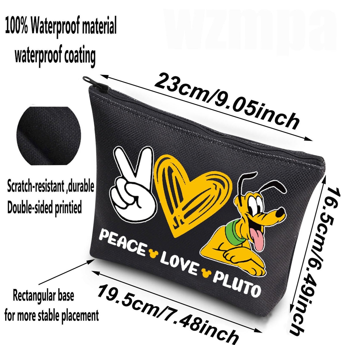 Cute Pluto Cosmetic Bag - Waterproof Makeup & Travel Pouch, Gifts for Dog Fans