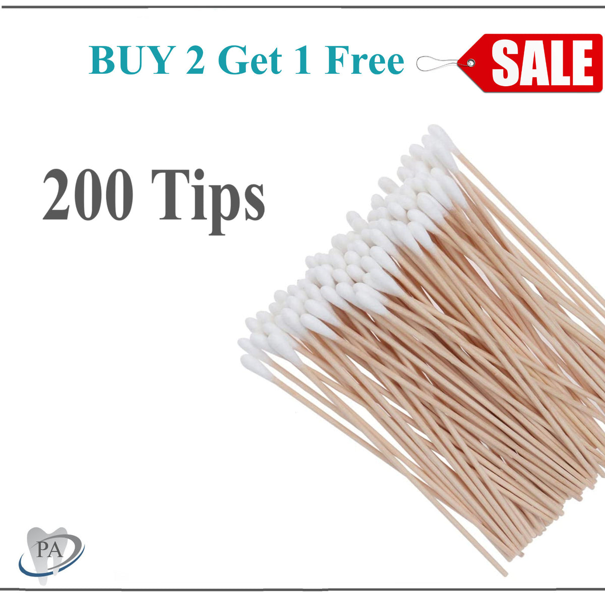 200 Pack Cotton Swabs 6-Inch Wooden Handles Makeup & Household Cleaning