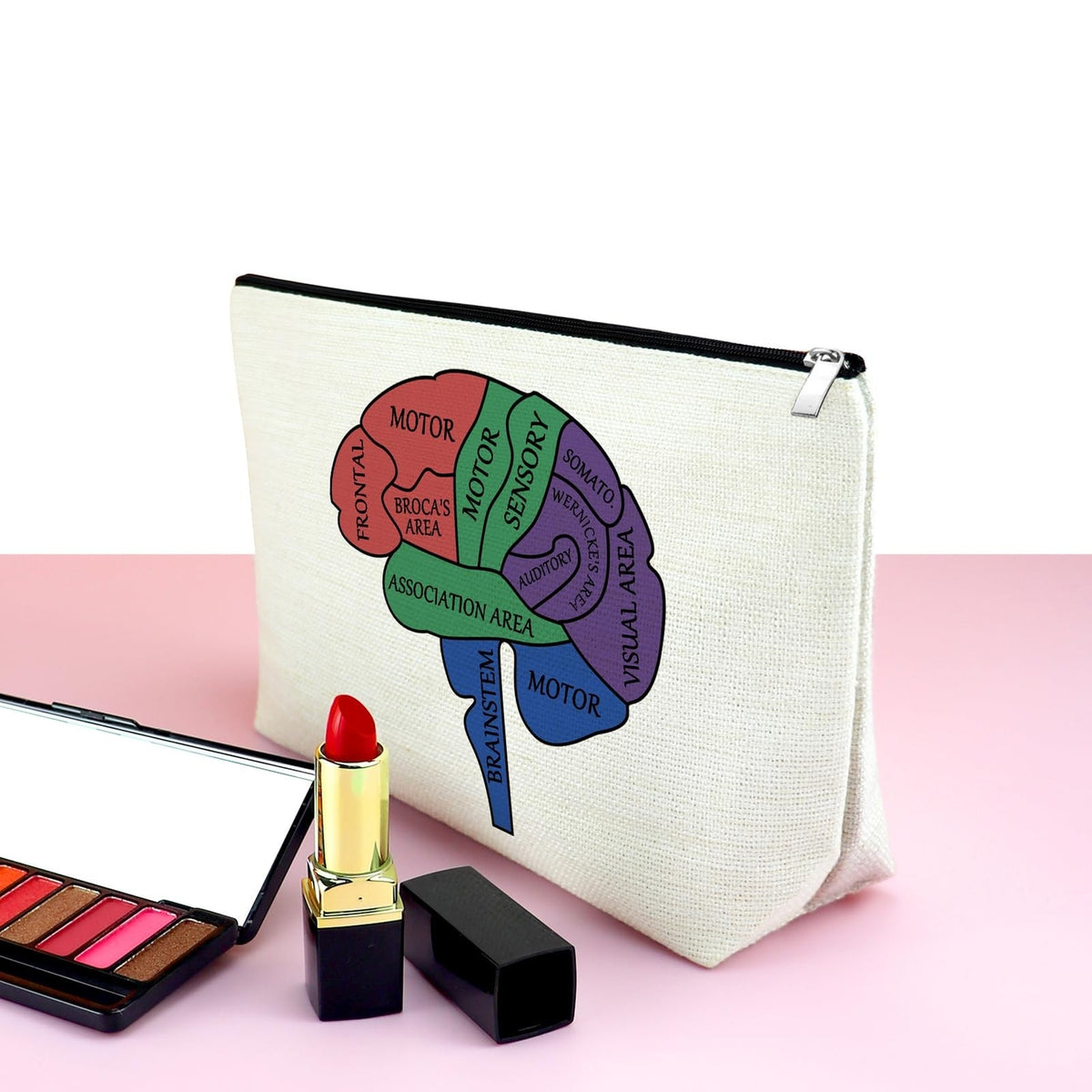 Neurologist Makeup Bag Brain Anatomy Gift Travel Cosmetic Pouch