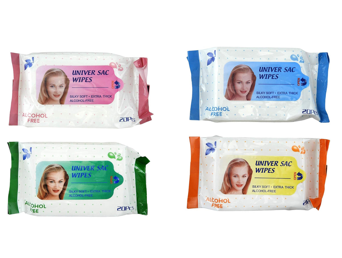 Personal Cleansing Wipes - Alcohol-Free Travel Size with Aloe & Lanolin - 4 Pack