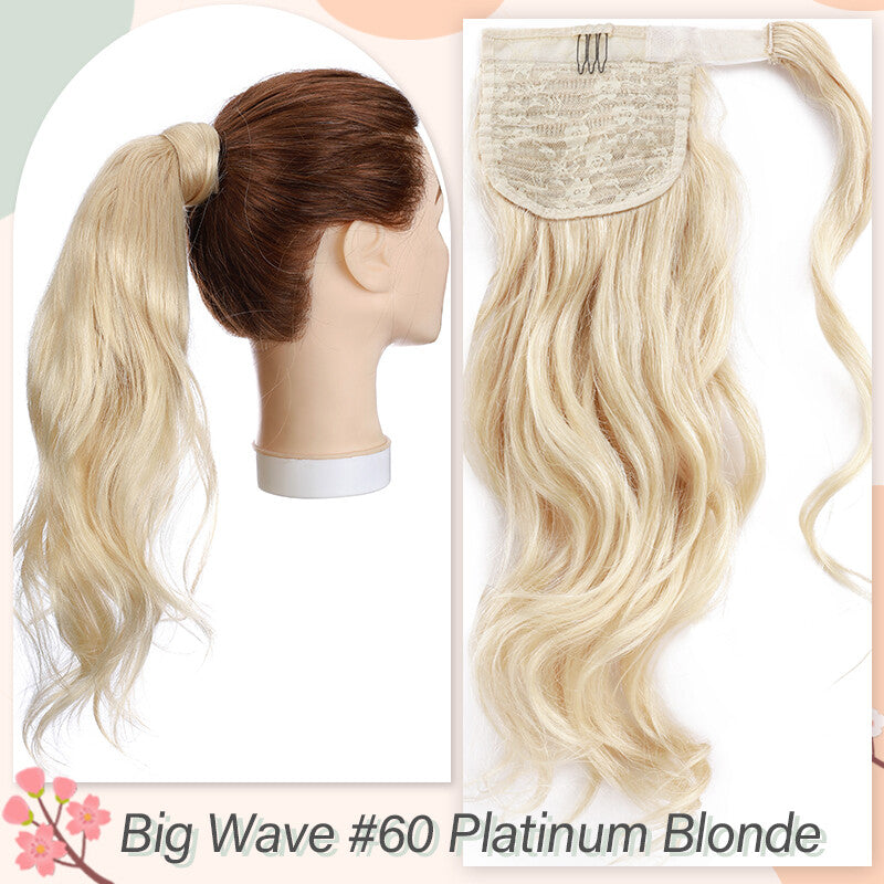Remy Human Hair Ponytail Extensions Wrap Around Clip-In Hairpiece