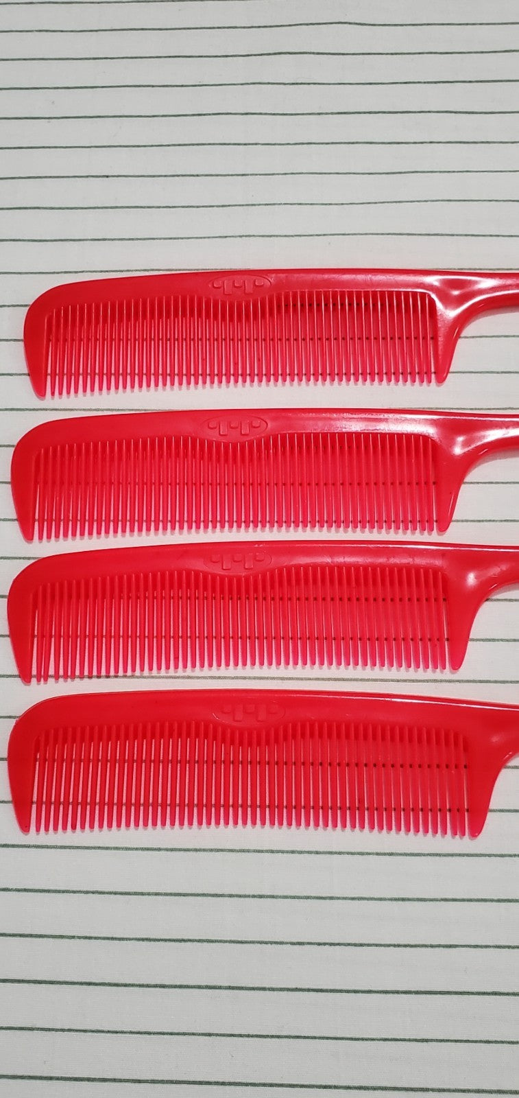 Vintage Tip Top Unbreakable 8-Inch Hair Comb Set - Red, 4 Pack