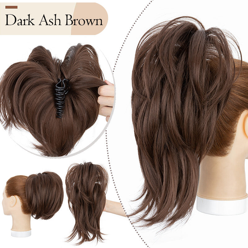 Bendable Clip-In Ponytail Hair Extension - Short 12-Inch Synthetic Bun