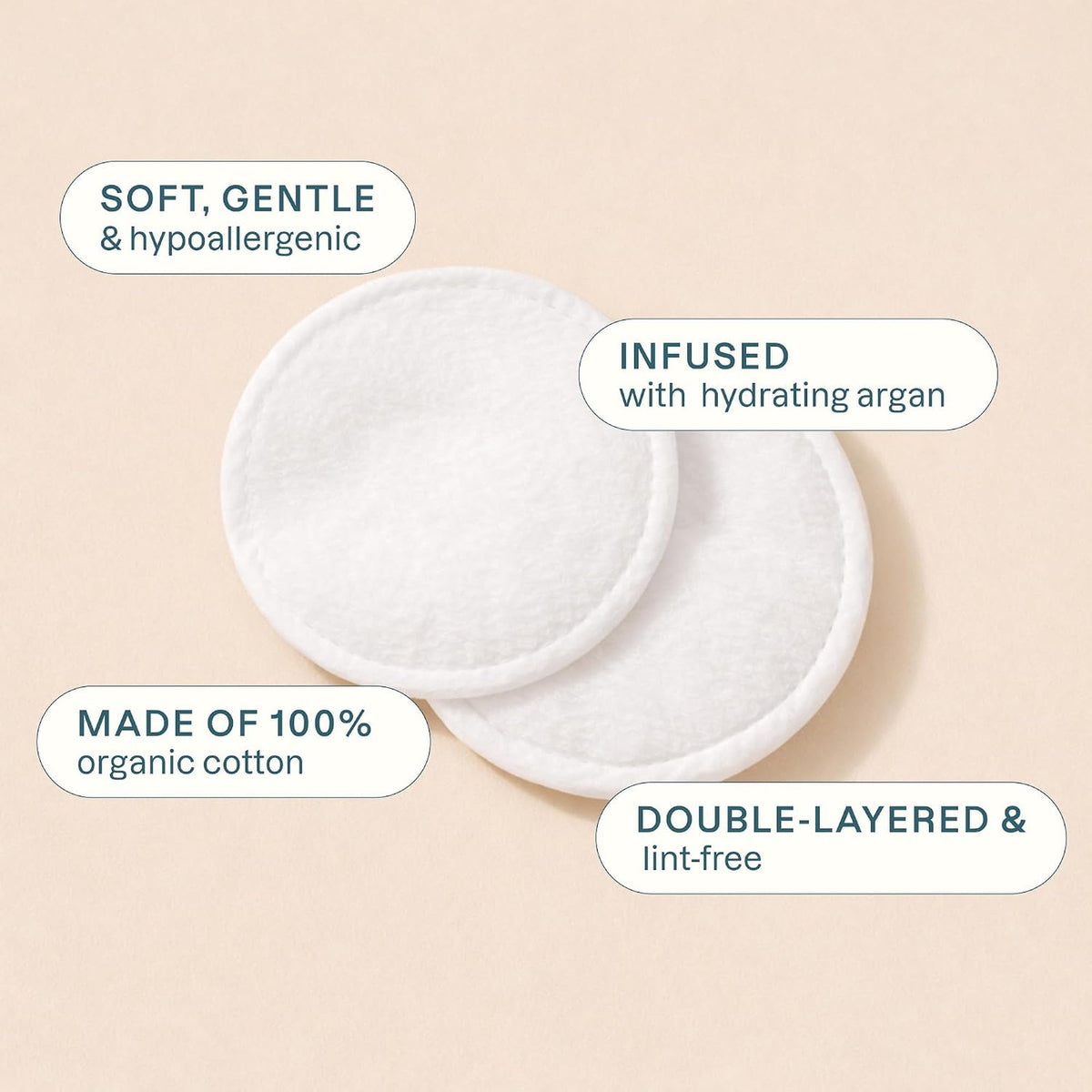 Organic Cotton Makeup Remover Pads with Argan Oil - 300 Count