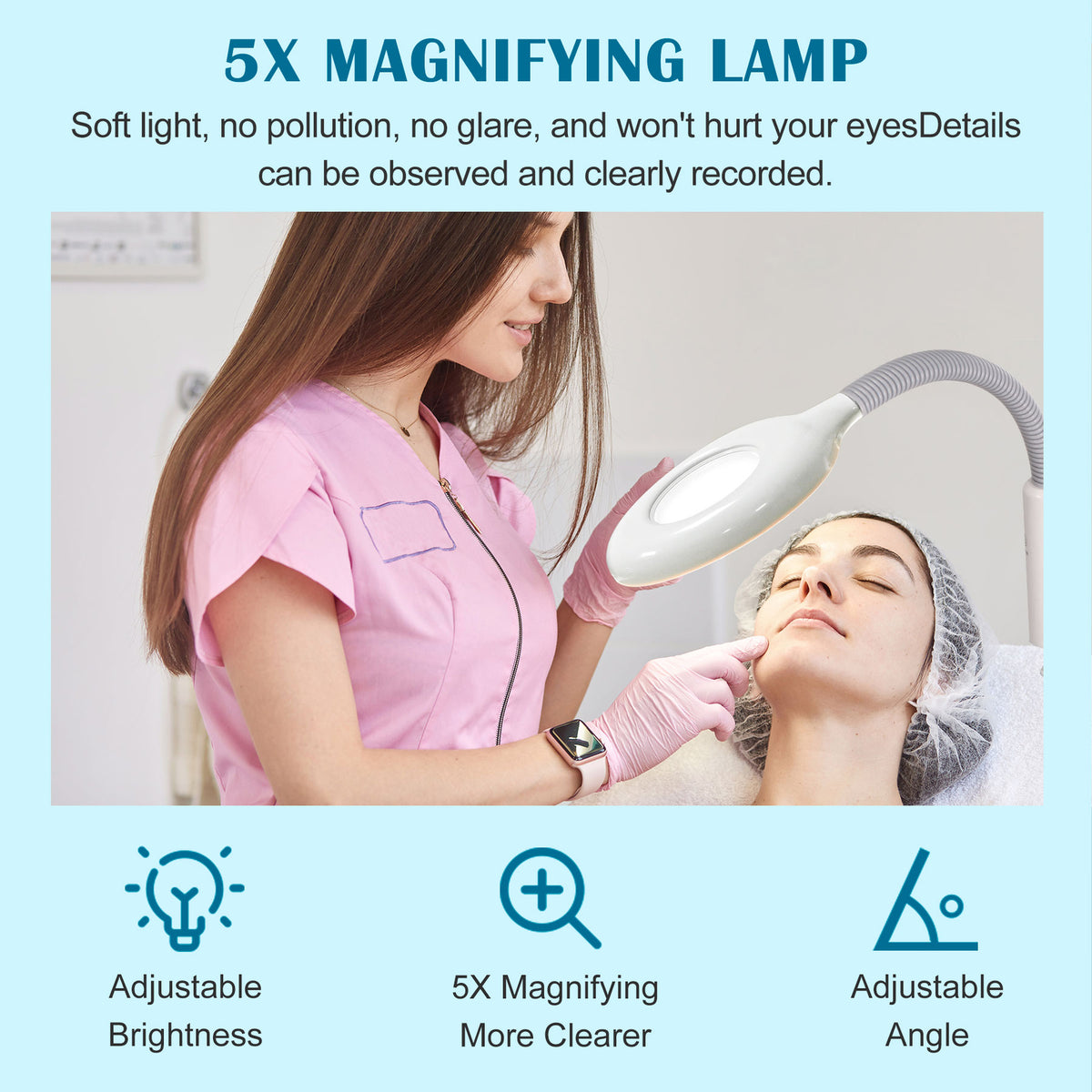 3 in 1 Facial Steamer with Hot/Cold Nozzle 5X LED Magnifying Lamp