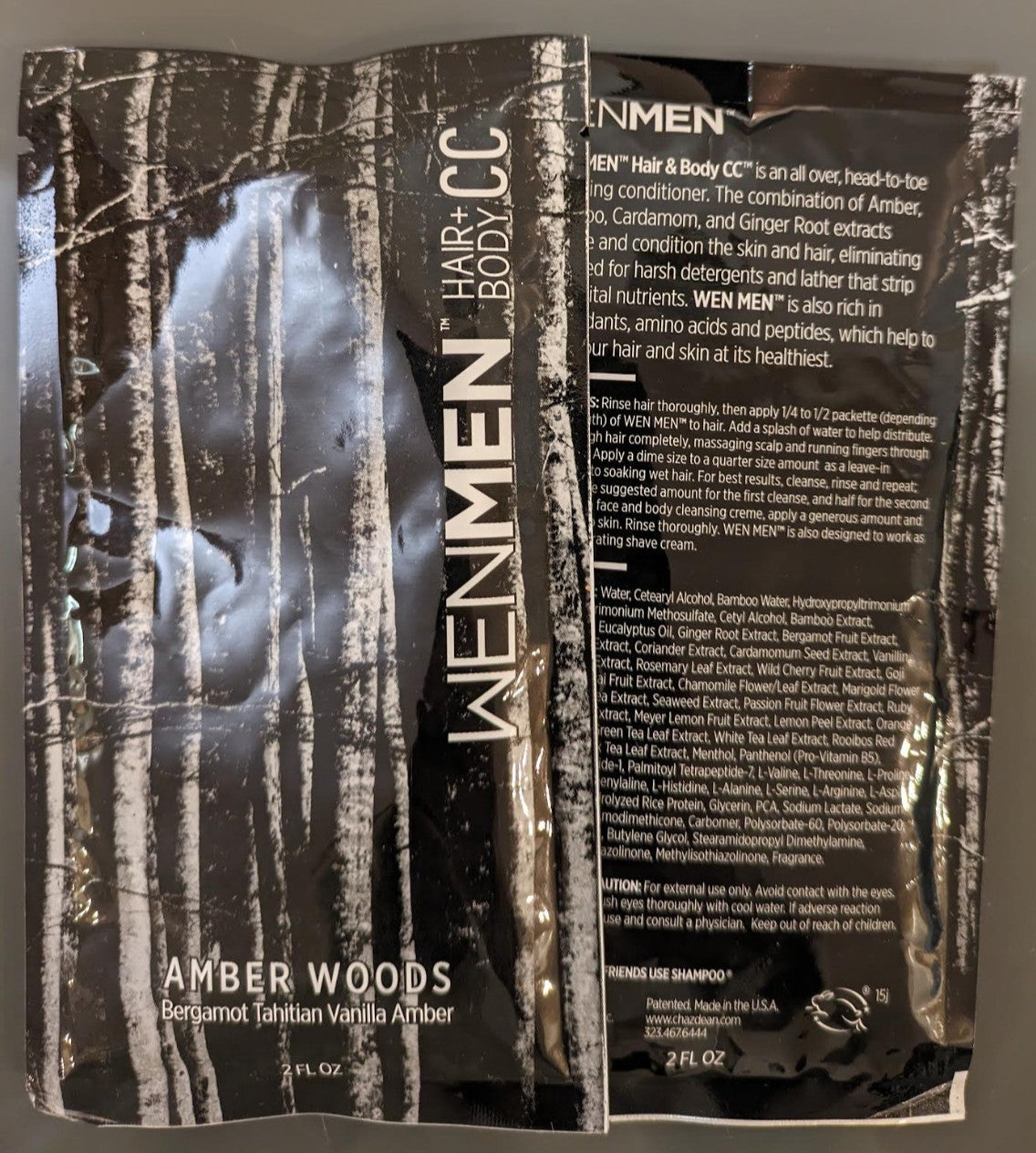 WEN MEN Chaz Dean Amber Woods Hair & Body CC 2oz Travel Size x3 NEW