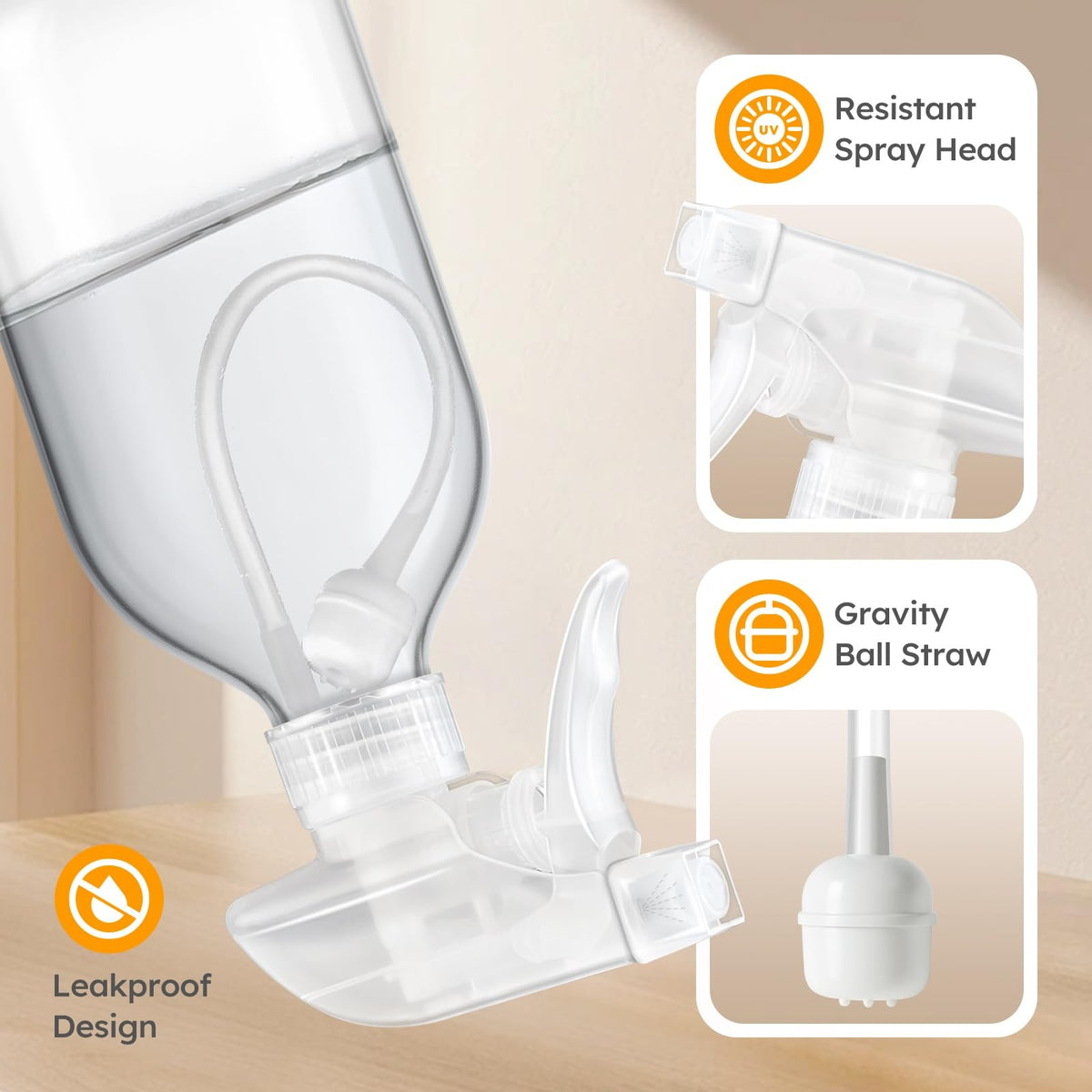 16 oz Glass Spray Bottles Set - Refillable Multi-Purpose Fine Mist Containers