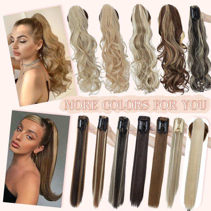 Real Wavy Claw Clip-In Ponytail Hair Extension Extra Thick Synthetic Hair