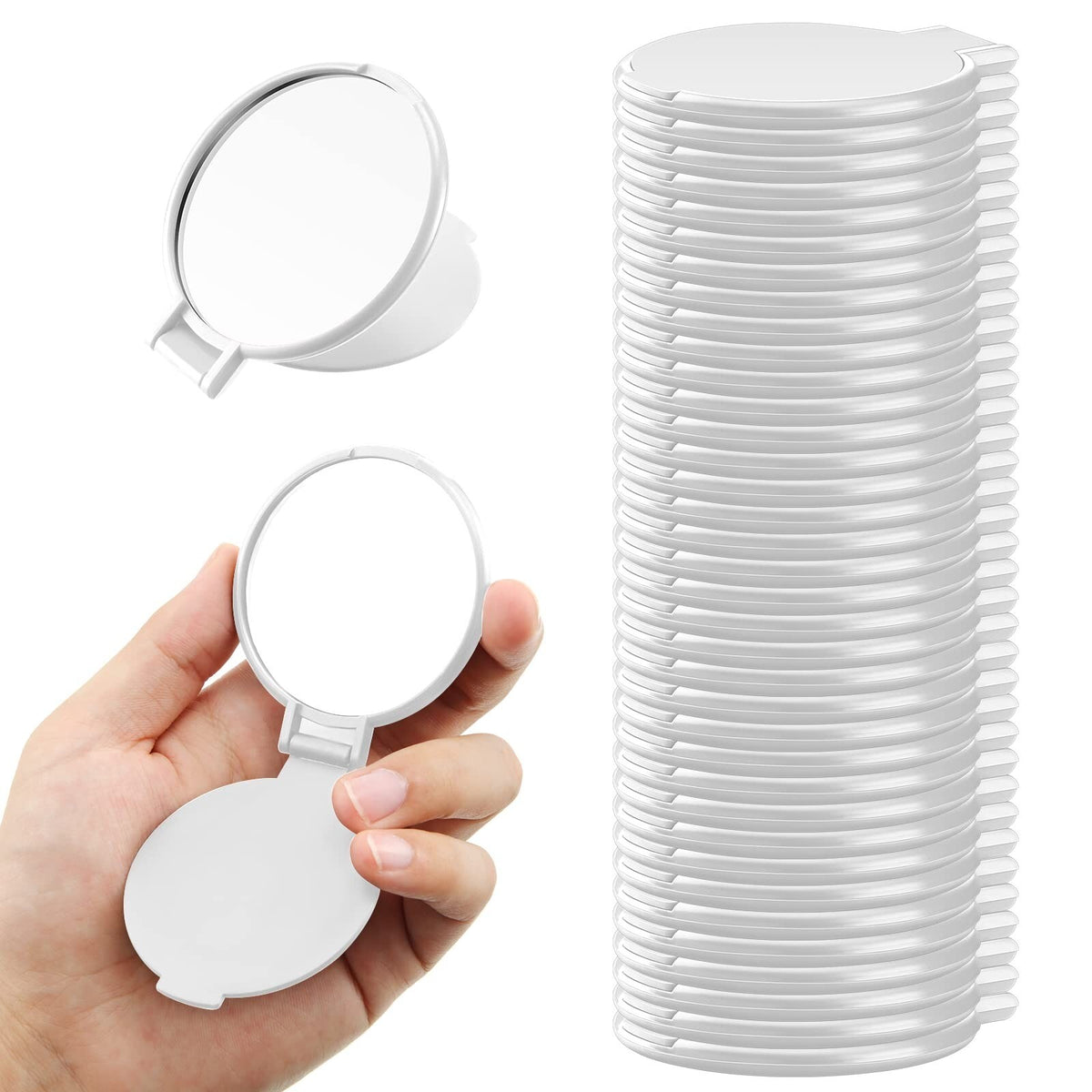 36 Pack Portable Round Makeup Mirrors - Compact Folding Travel Mirrors for Women