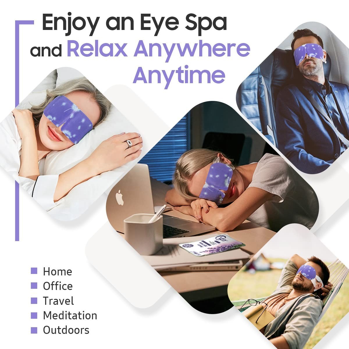 Travel Lavender Scented Eye Masks for Puffy Eyes Relief - 10 Pack