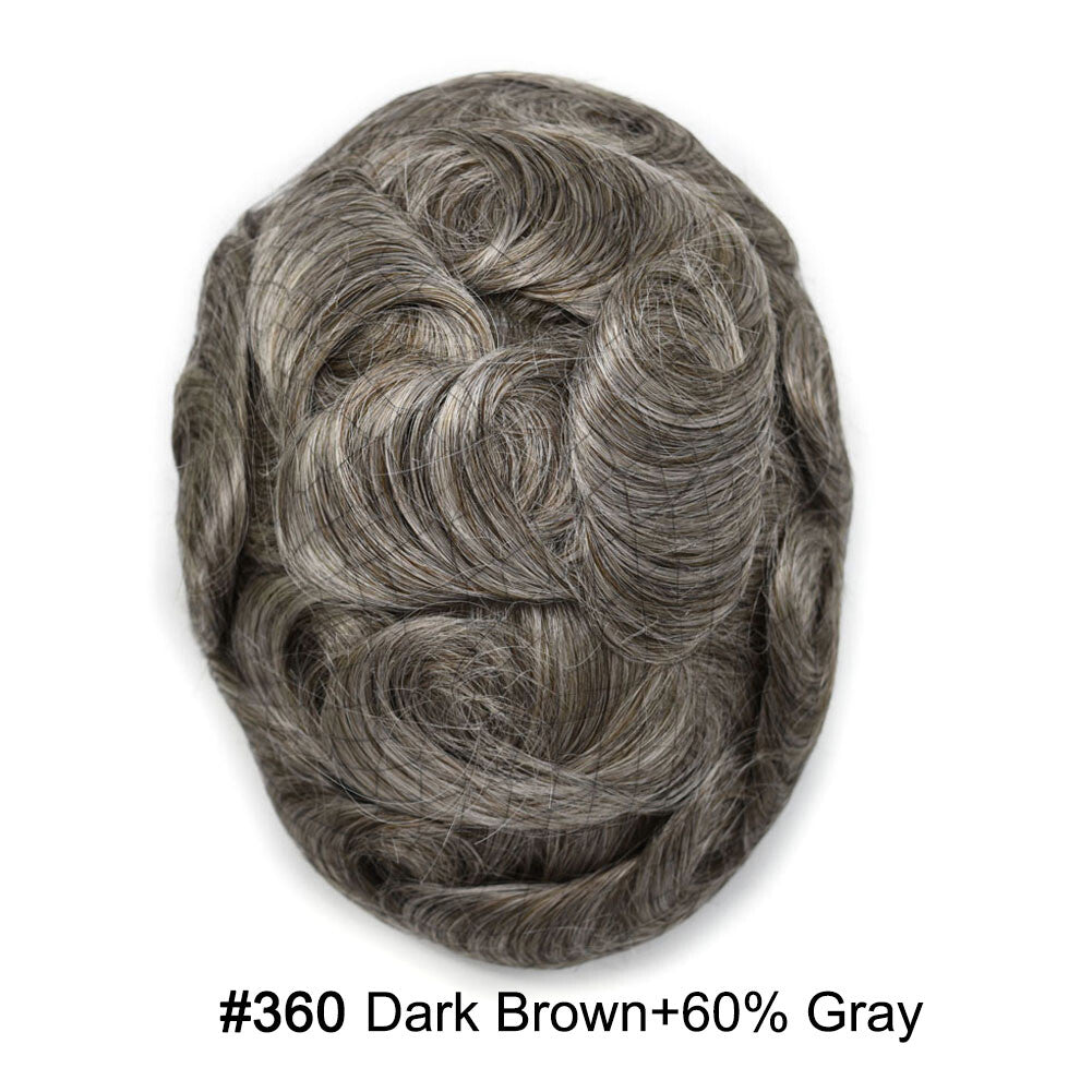 Men's Ultra Thin Skin Hair Replacement Toupee with Human Hair - All Colors & Sizes