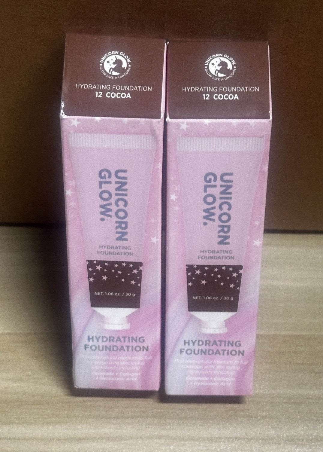 Unicorn Glow Hydrating Foundation Shade 12 Cocoa - 2 Pack Natural Medium to Full Coverage Makeup