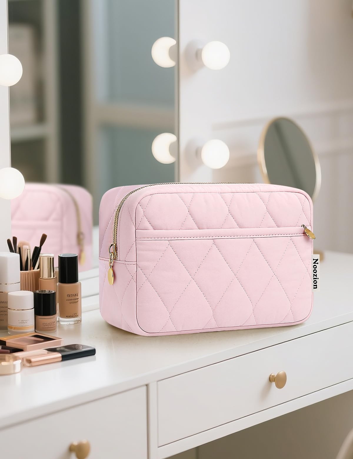 Travel Toiletry Bag with Padded Compartments - Pink, 8.6x3.5x5.8 Inches