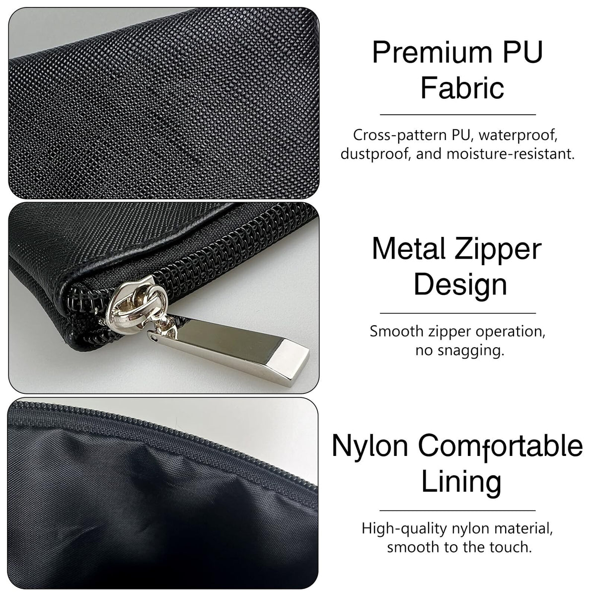 Small Vegan Leather Makeup Bag for Travel with Zipper - Compact Cosmetic Pouch