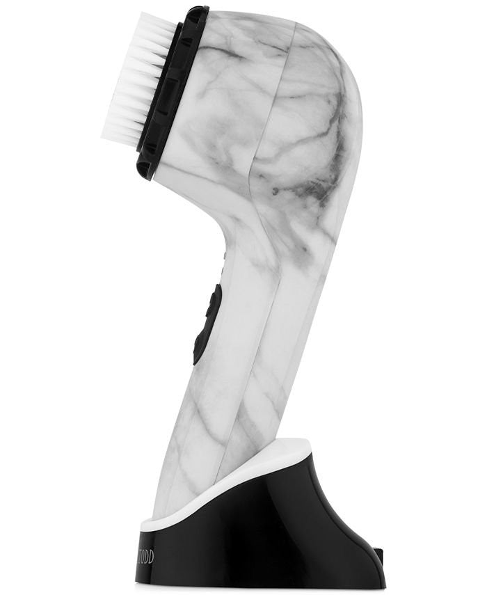 Skin Cleansing Brush System with Antimicrobial Head - White Marble