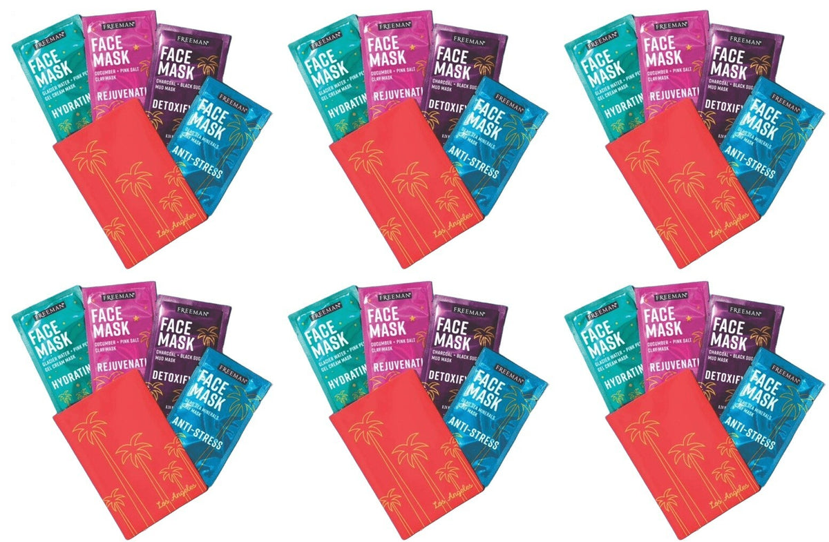 Face Mask Set - 6 Pack Multi-Mask Kit with Charcoal, Clay & Gel