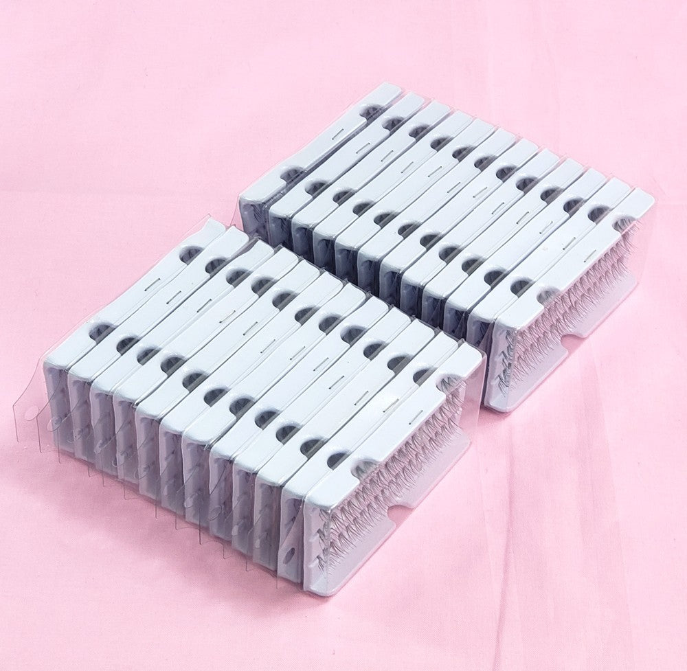 Long Flare Cluster False Eyelashes - Premium Synthetic, Knot-On-Band, Lightweight