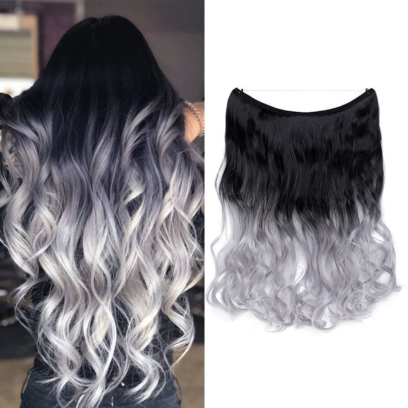 Invisible Wire Hair Extensions - Natural Synthetic Length & Body Wavy or Straight