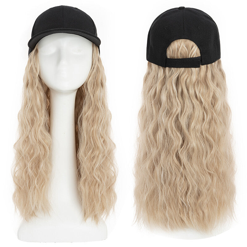 Baseball Cap with Synthetic Hair Extensions - Straight, Curly, Wavy Fits Most