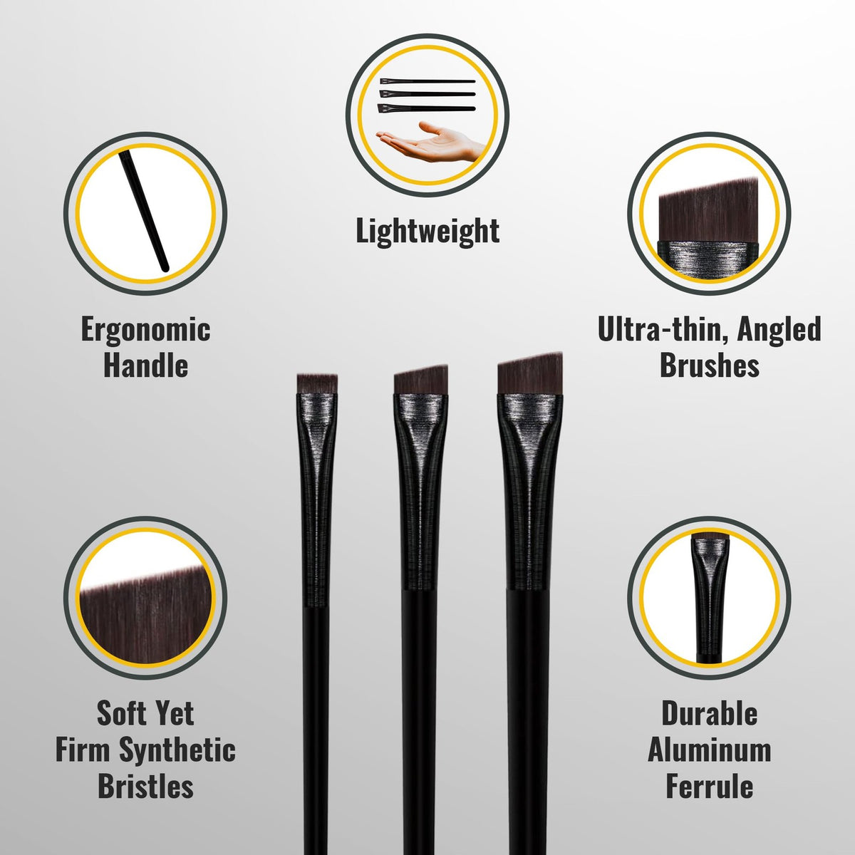 Eyebrow & Eyeliner Brush Set – Ultra-Thin Angled & Flat Makeup Brushes