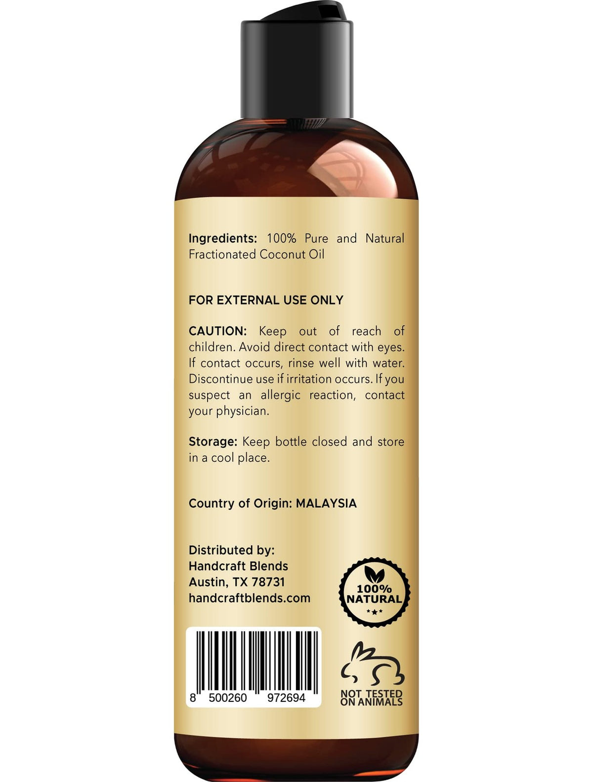 Fractionated Coconut Oil - 8 Fl Oz Pure Body & Skin Oil