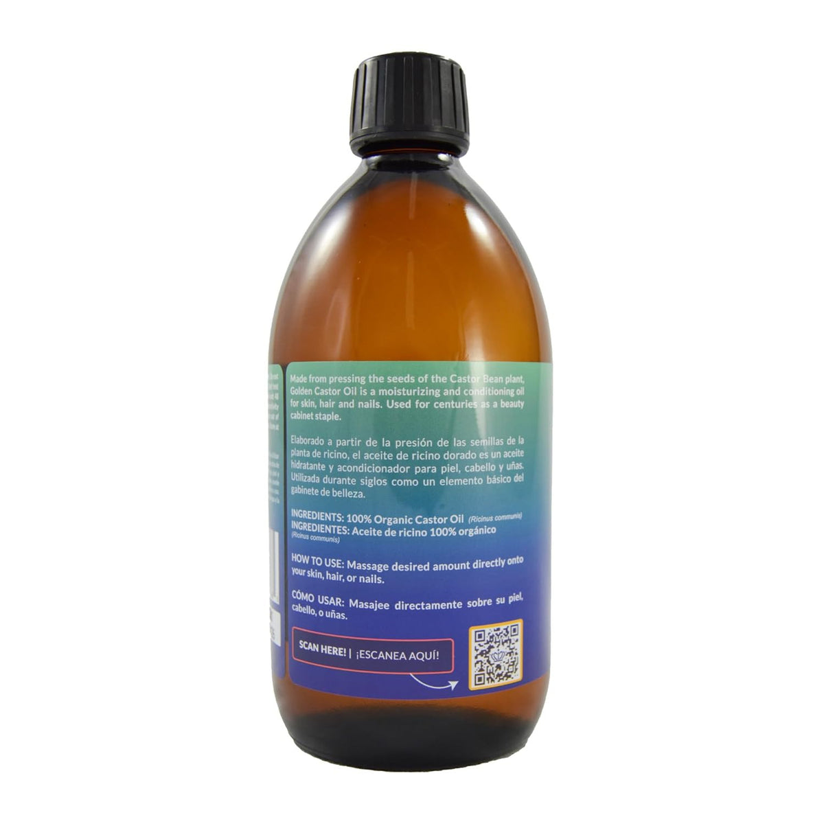 Organic Castor Oil 16.9oz - Pure Cold Pressed Hair & Skin Oil