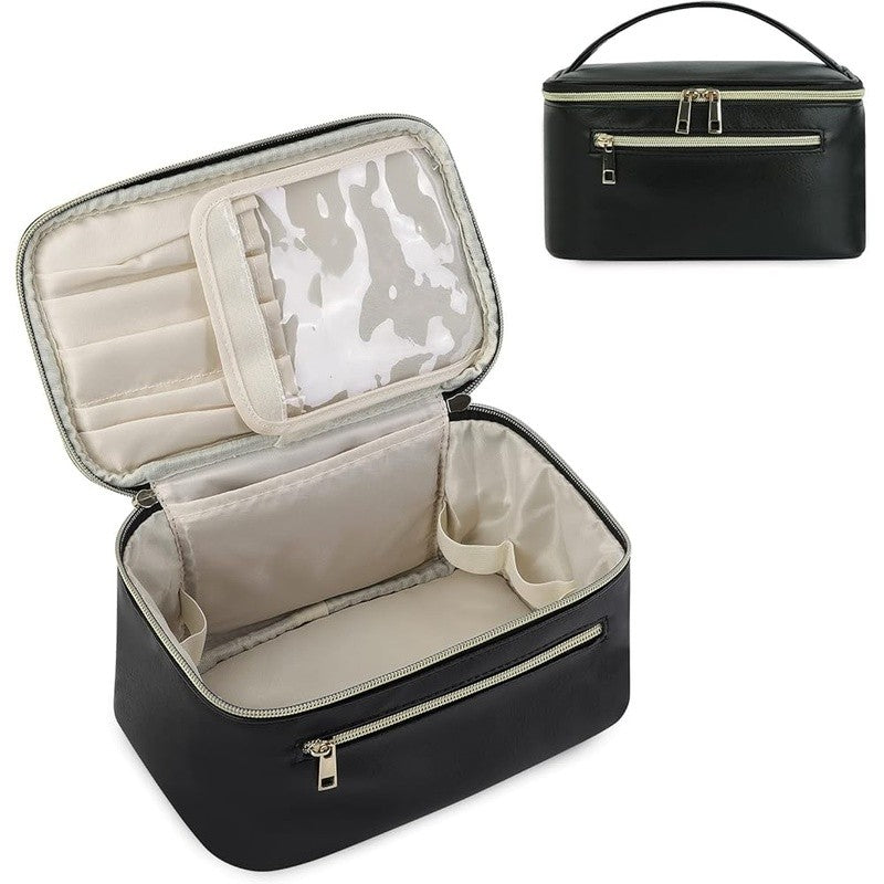Travel Makeup Organizer Case with Padded Interior and Clear Cover - Women Gift