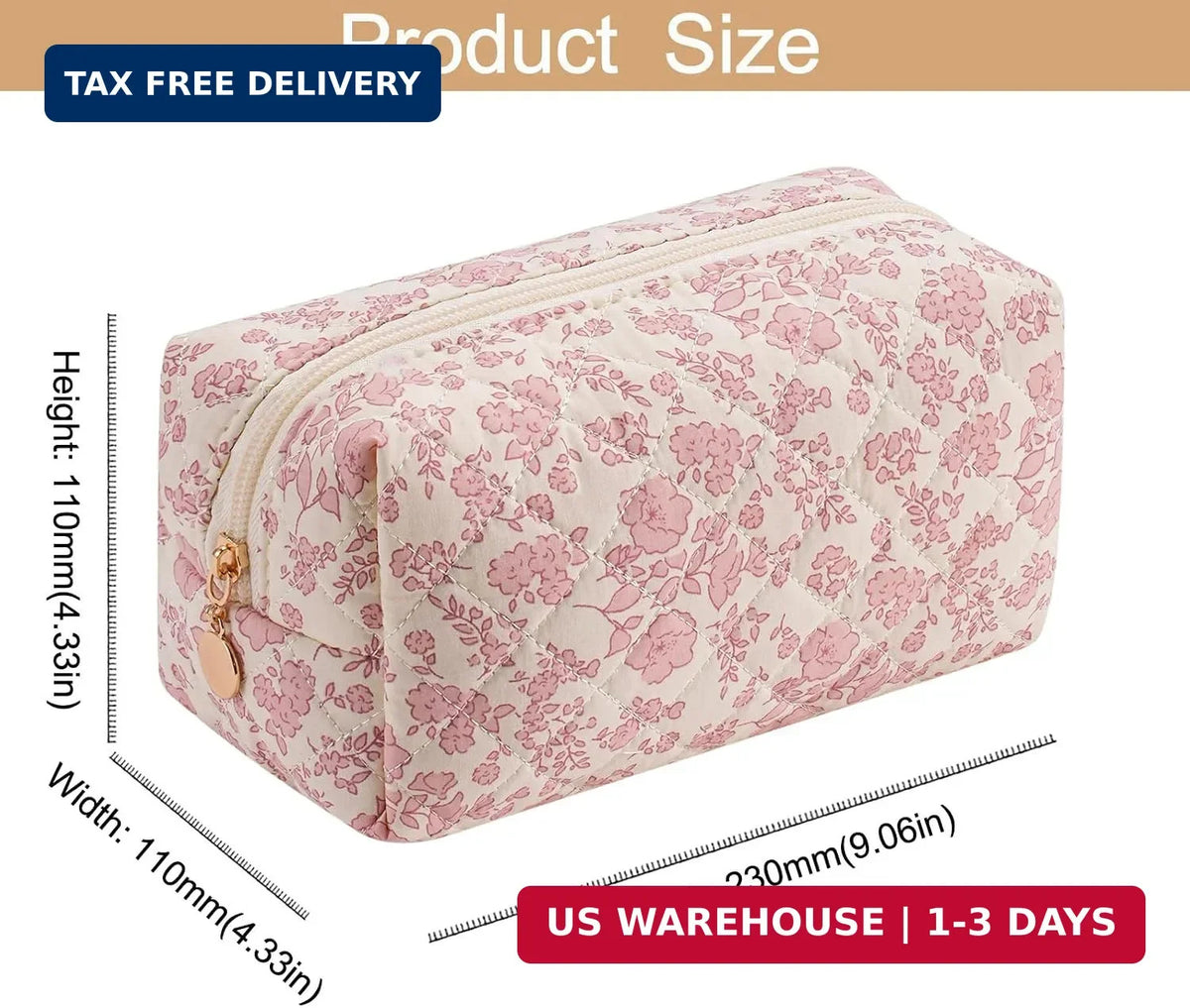 Cotton Floral Makeup Cosmetic Bag for Women Travel Storage Organizer