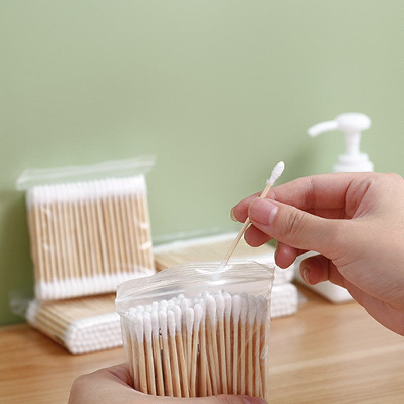 Eco-Friendly Bamboo Cotton Swabs - 100 Pack, Biodegradable, Organic Cotton, 3 Inch