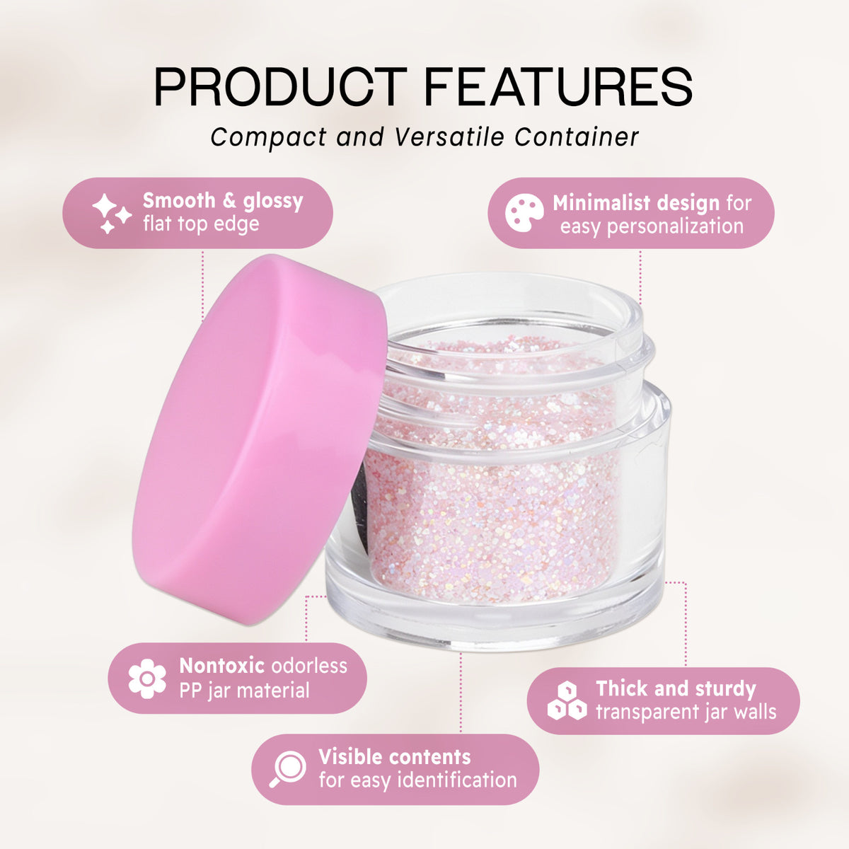 Double-Wall Leak-Proof Acrylic Sample Jars - 7g/7ml, Reusable Storage Containers