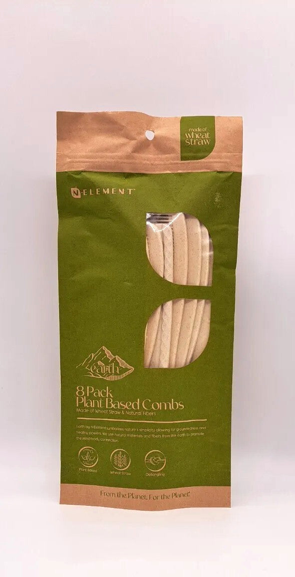 Plant-Based Combs Pack of 8 - Natural Wheat Straw Hair Grooming Tools