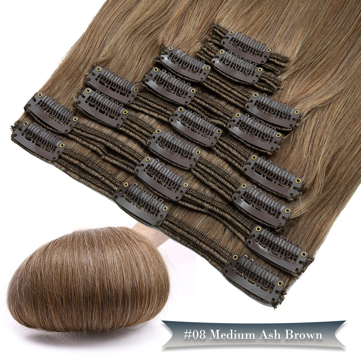 Double Weft Clip-In Human Hair Extensions Full Head - Thick & Tangle-Free