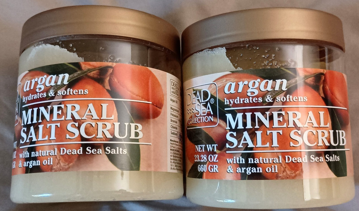 (2) Dead Sea Collection Argan Mineral Salt Scrub Hydrates Softens