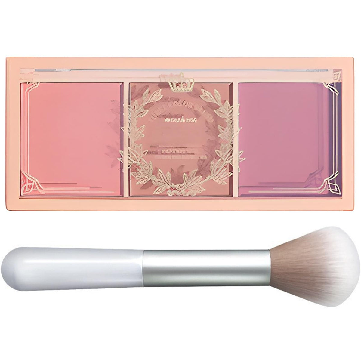 3 Color Matte Pink Blush Palette with Brush - Long Lasting Cheek Makeup