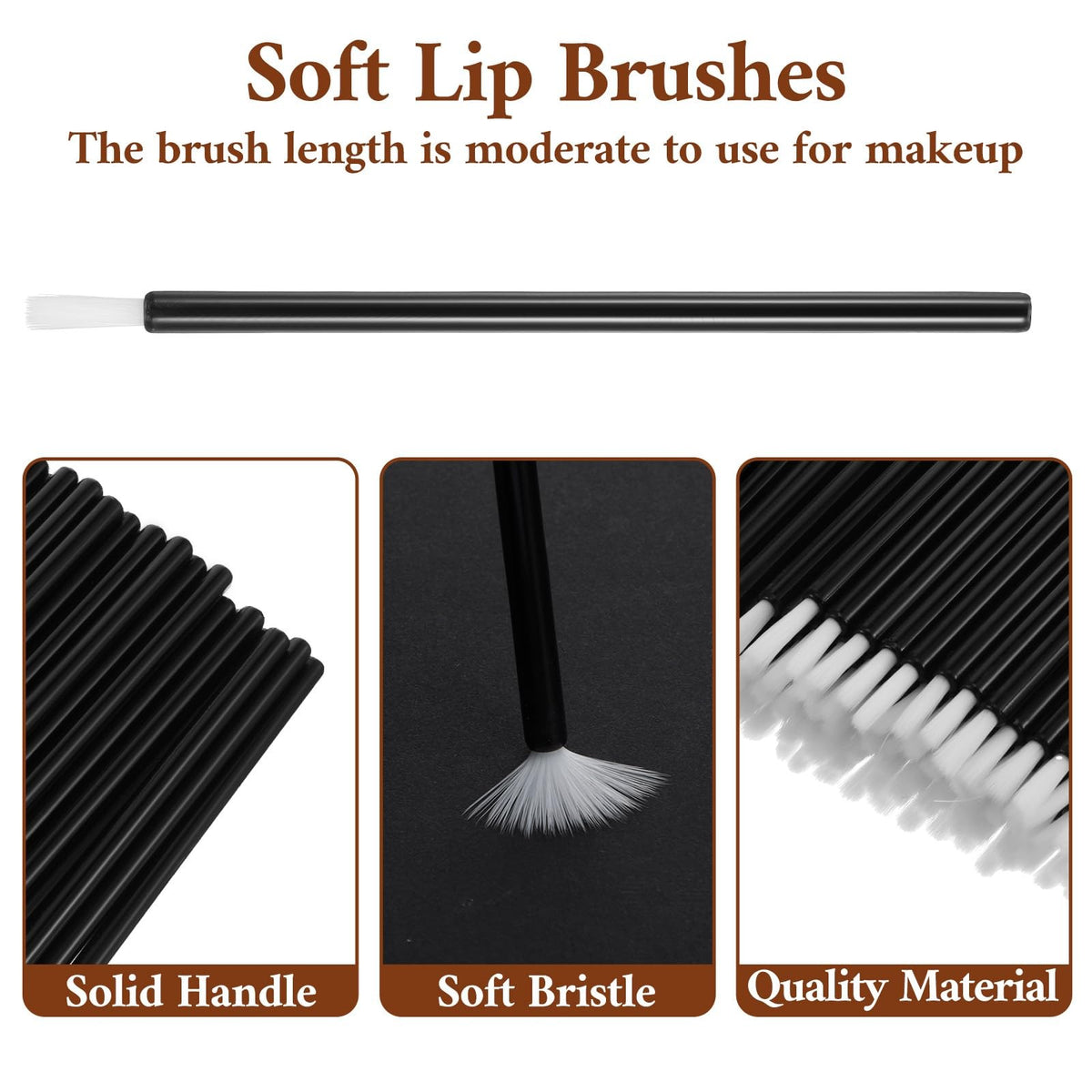 Disposable Brush Applicators 100pcs for Cookie Painting & Makeup - MBAIYO Black