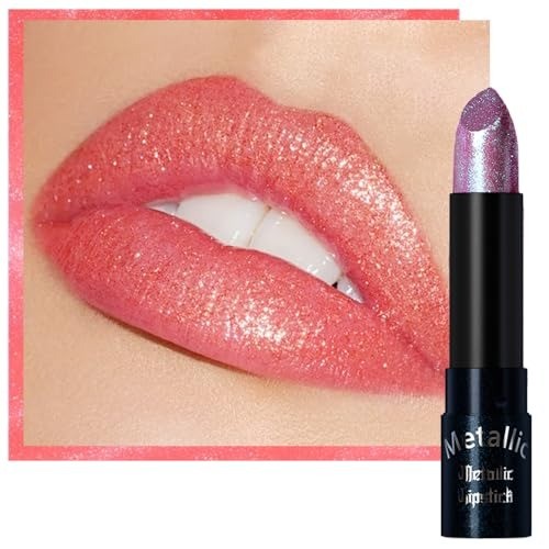 Color Changing Glitter Lipstick - Metallic Shimmer Lip Makeup for Women