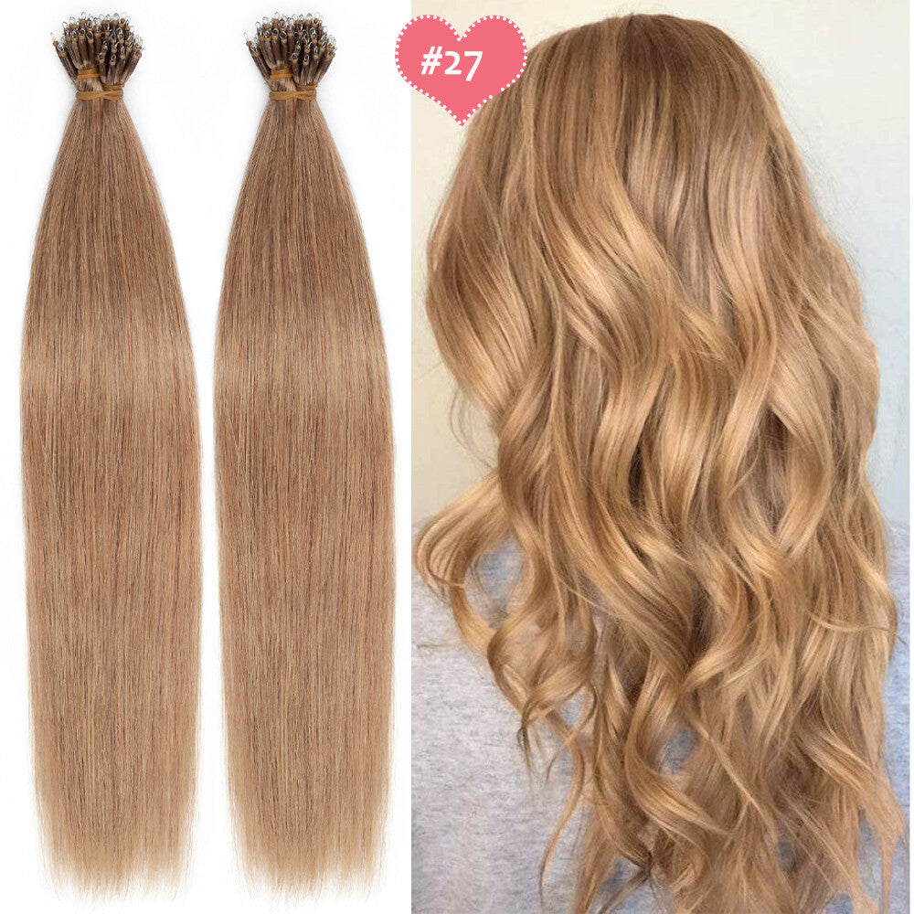 Beads Hair Extensions Nano Bean Remy Micro Loop Link I Tip - Multiple Colors & Lengths