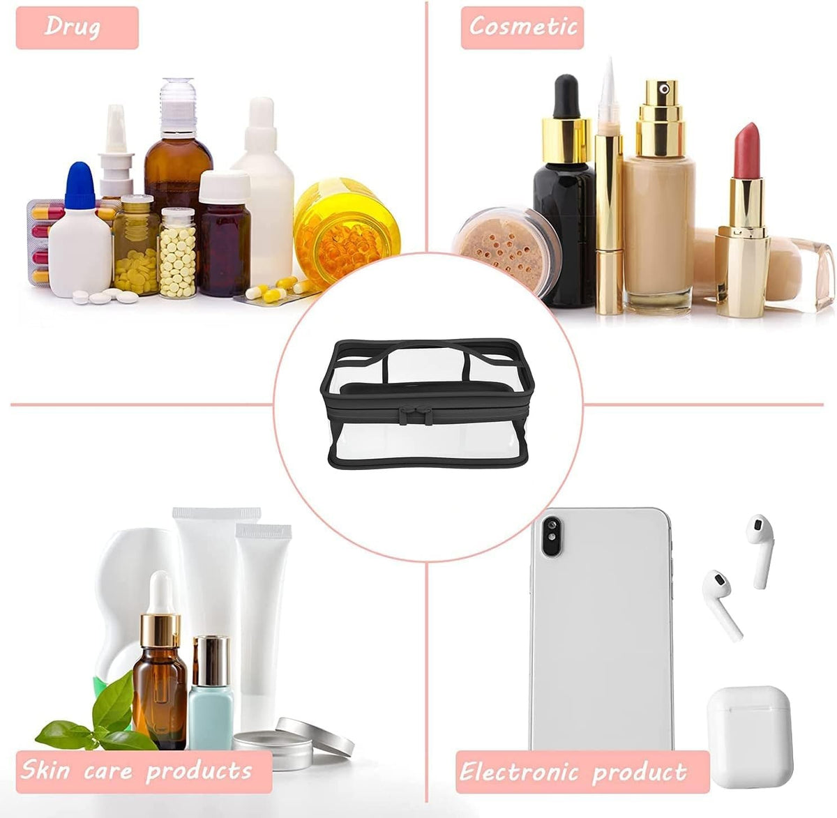Transparent Waterproof Cosmetic Bag Set - Travel Makeup & Toiletry Organizer