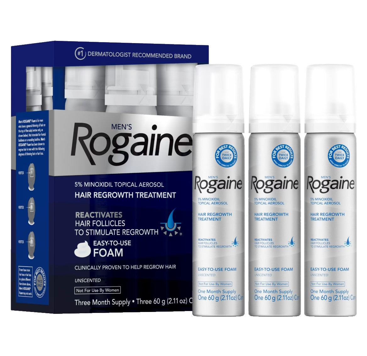 Minoxidil 5% Foam for Men Hair Regrowth - 3 Month Supply