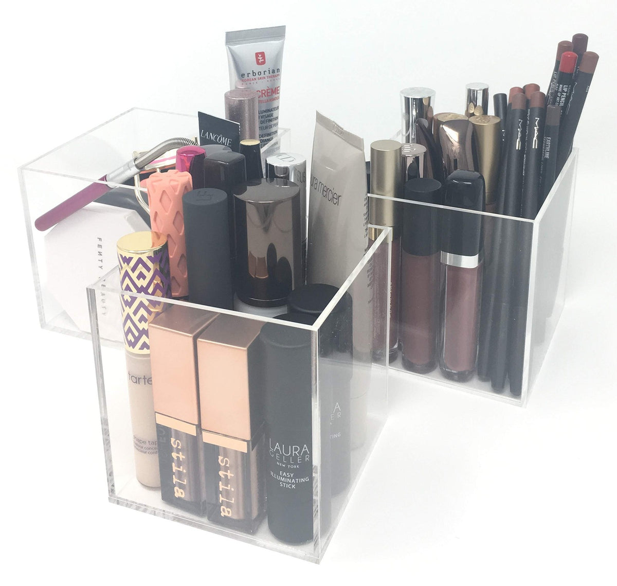 Clear Makeup Organizer Cubes Set of 3 for Beauty Storage and Display