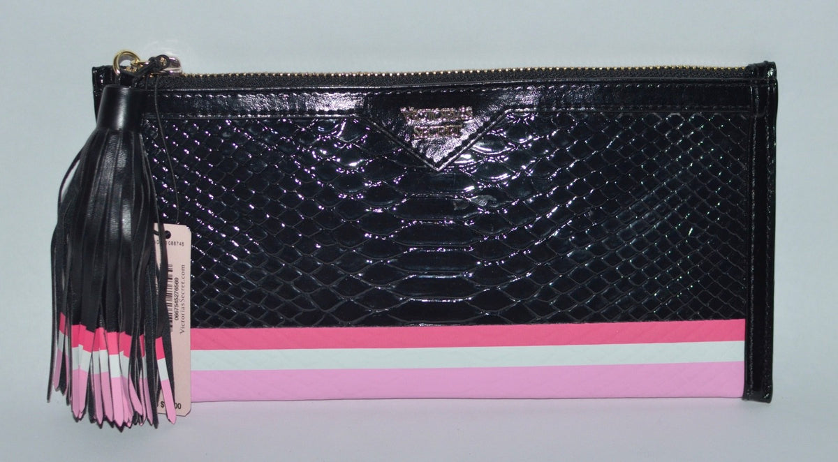 Victoria's Secret Black Pink Clutch Makeup Bag Cosmetic Storage Pouch