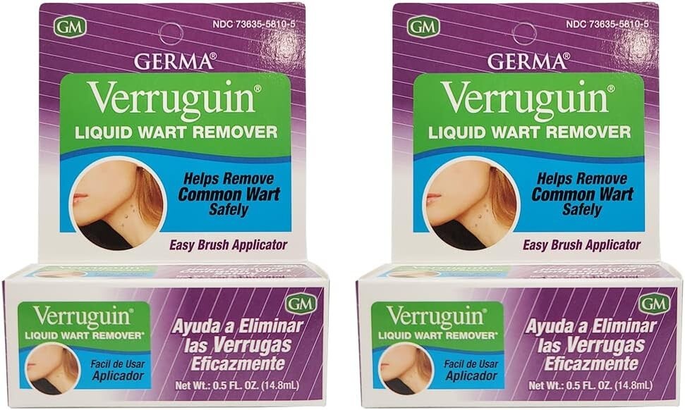 2PK Germa Verruguin Skin Wart Remover 1/2 Oz Liquid Salicylic Acid