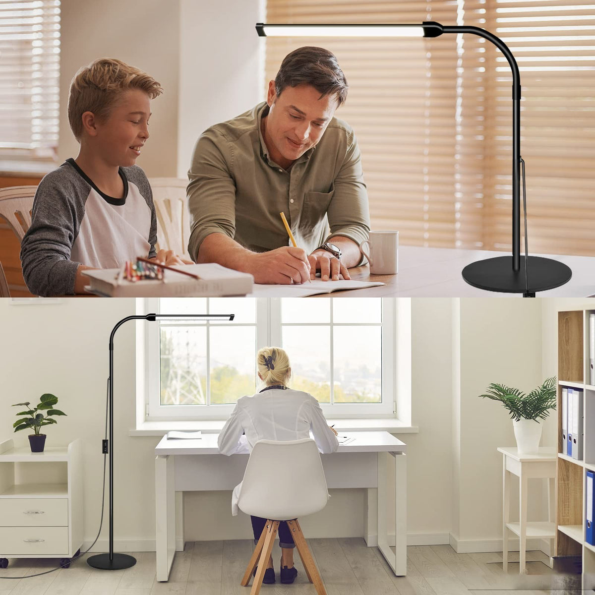 Dimmable LED Floor Lamp with Adjustable Color Temperature 3000K-6000K - Modern Bedroom & Living Room Light